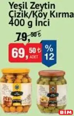 İNCİ YEŞİL ZEYTİN ÇİZİK/KÖY KIRMA 400 G